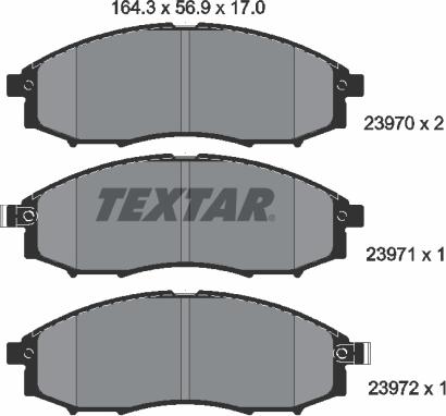 Textar 2397001 - Комплект спирачно феродо, дискови спирачки vvparts.bg