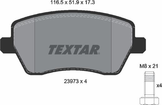 Textar 2397301 - Комплект спирачно феродо, дискови спирачки vvparts.bg