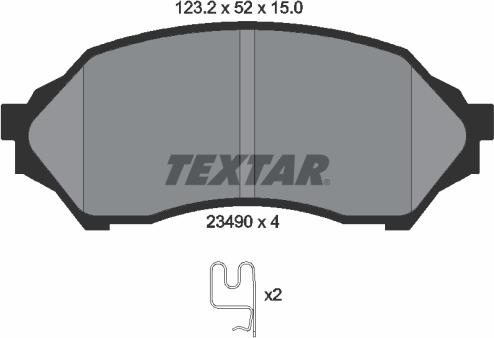 Textar 2349002 - Комплект спирачно феродо, дискови спирачки vvparts.bg