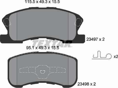 Textar 2349701 - Комплект спирачно феродо, дискови спирачки vvparts.bg