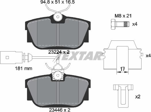 Textar 2344605 - Комплект спирачно феродо, дискови спирачки vvparts.bg