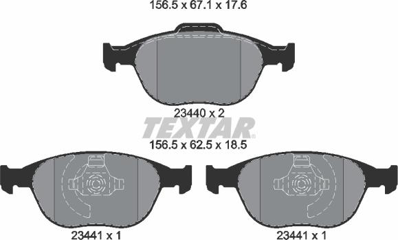 Textar 2344004 - Комплект спирачно феродо, дискови спирачки vvparts.bg