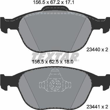 Textar 2344007 - Комплект спирачно феродо, дискови спирачки vvparts.bg