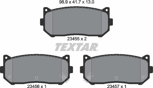 Textar 2345501 - Комплект спирачно феродо, дискови спирачки vvparts.bg