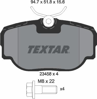 Textar 2345801 - Комплект спирачно феродо, дискови спирачки vvparts.bg