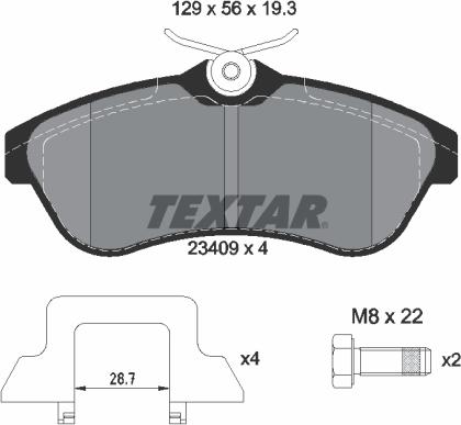 Textar 2340902 - Комплект спирачно феродо, дискови спирачки vvparts.bg