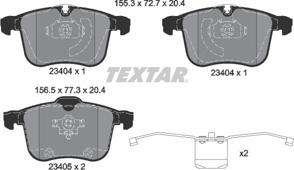 Textar 2340404 - Комплект спирачно феродо, дискови спирачки vvparts.bg