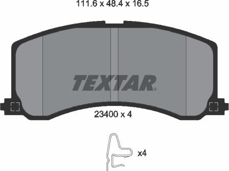 Textar 2340001 - Комплект спирачно феродо, дискови спирачки vvparts.bg