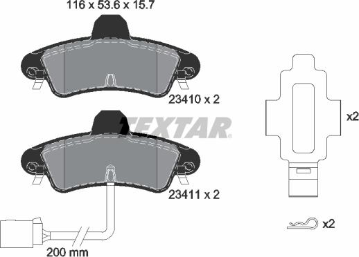 Textar 2341008 - Комплект спирачно феродо, дискови спирачки vvparts.bg