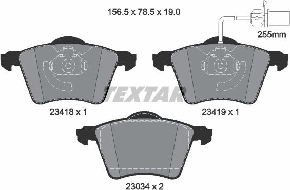 Textar 2341801 - Комплект спирачно феродо, дискови спирачки vvparts.bg
