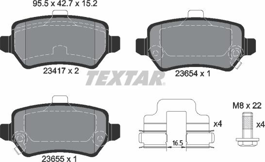Textar 2341703 - Комплект спирачно феродо, дискови спирачки vvparts.bg