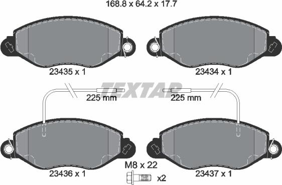 Textar 2343501 - Комплект спирачно феродо, дискови спирачки vvparts.bg