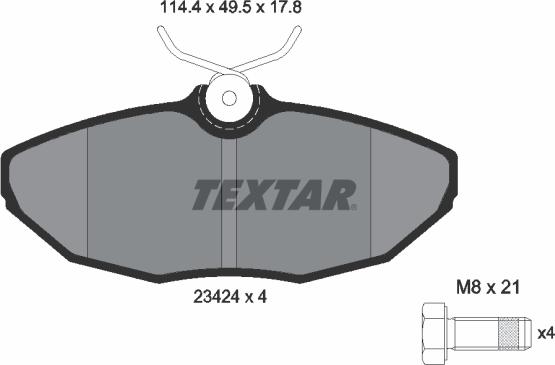 Textar 2342401 - Комплект спирачно феродо, дискови спирачки vvparts.bg