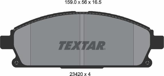 Textar 2342004 - Комплект спирачно феродо, дискови спирачки vvparts.bg