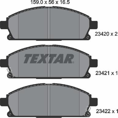 Textar 2342001 - Комплект спирачно феродо, дискови спирачки vvparts.bg