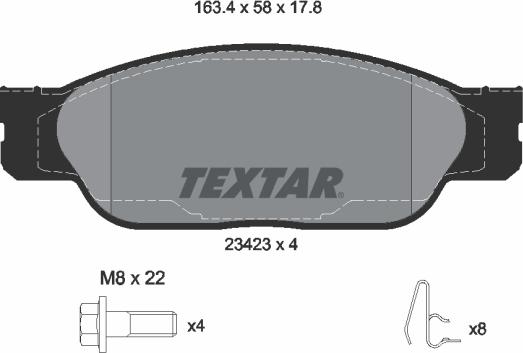 Textar 2342301 - Комплект спирачно феродо, дискови спирачки vvparts.bg