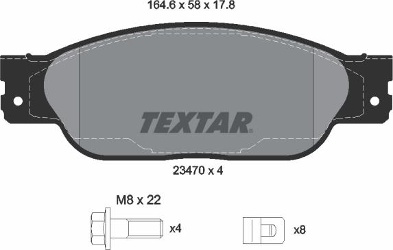 Textar 2347001 - Комплект спирачно феродо, дискови спирачки vvparts.bg