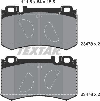 Textar 2347801 - Комплект спирачно феродо, дискови спирачки vvparts.bg