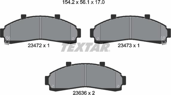 Textar 2347201 - Комплект спирачно феродо, дискови спирачки vvparts.bg