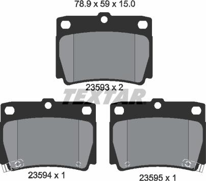 Textar 2359301 - Комплект спирачно феродо, дискови спирачки vvparts.bg