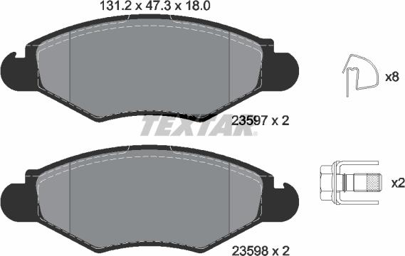 Textar 2359703 - Комплект спирачно феродо, дискови спирачки vvparts.bg