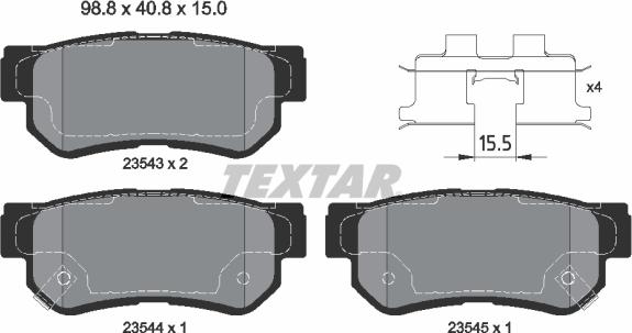 Textar 2354306 - Комплект спирачно феродо, дискови спирачки vvparts.bg