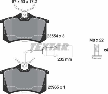 Textar 2355403 - Комплект спирачно феродо, дискови спирачки vvparts.bg