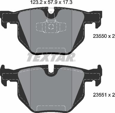 Textar 2355001 - Комплект спирачно феродо, дискови спирачки vvparts.bg