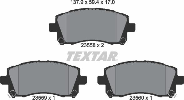 Textar 2355802 - Комплект спирачно феродо, дискови спирачки vvparts.bg