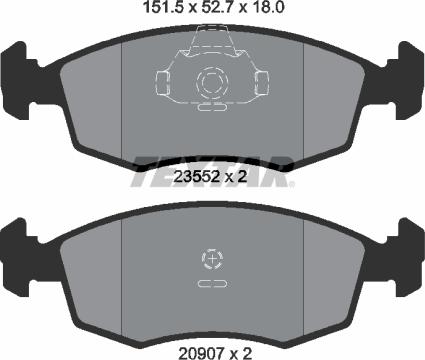 Textar 2355202 - Комплект спирачно феродо, дискови спирачки vvparts.bg