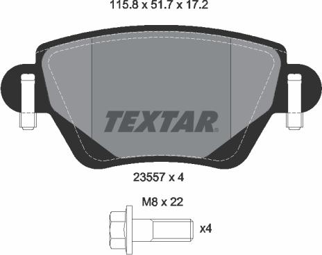 Textar 2355701 - Комплект спирачно феродо, дискови спирачки vvparts.bg
