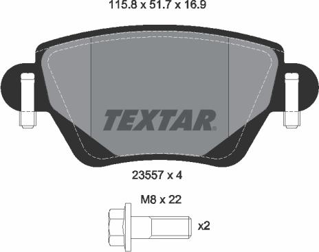 Textar 2355702 - Комплект спирачно феродо, дискови спирачки vvparts.bg