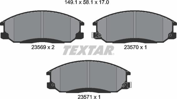 Textar 2356901 - Комплект спирачно феродо, дискови спирачки vvparts.bg