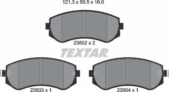 Textar 2350201 - Комплект спирачно феродо, дискови спирачки vvparts.bg