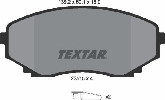 Textar 2351501 - Комплект спирачно феродо, дискови спирачки vvparts.bg