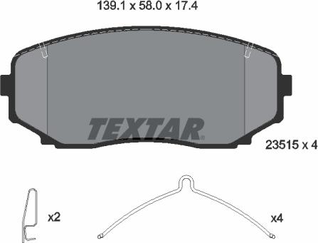 Textar 2351503 - Комплект спирачно феродо, дискови спирачки vvparts.bg