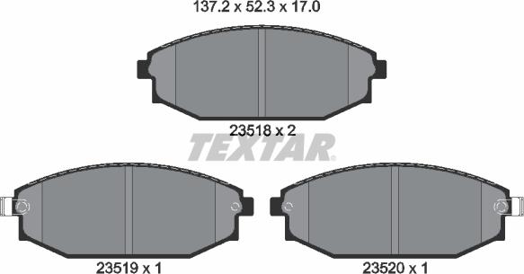 Textar 2351801 - Комплект спирачно феродо, дискови спирачки vvparts.bg