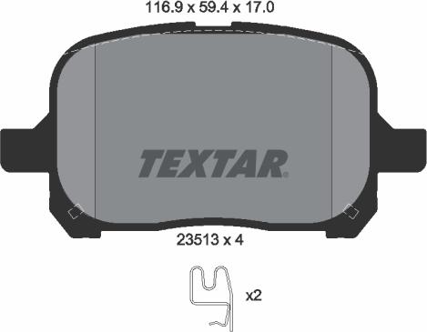 Textar 2351302 - Комплект спирачно феродо, дискови спирачки vvparts.bg