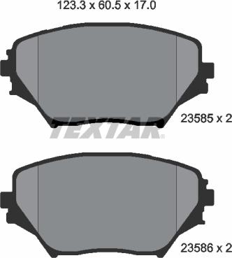 Textar 2358501 - Комплект спирачно феродо, дискови спирачки vvparts.bg