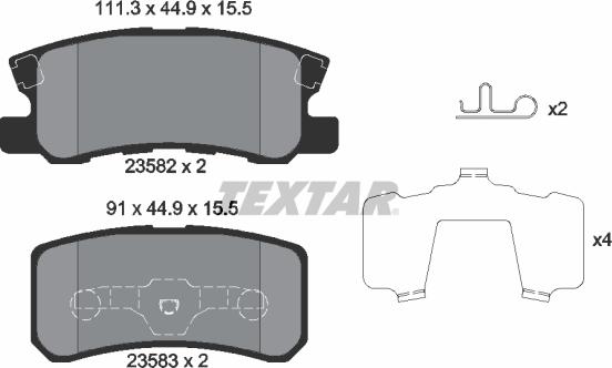 Textar 2358202 - Комплект спирачно феродо, дискови спирачки vvparts.bg