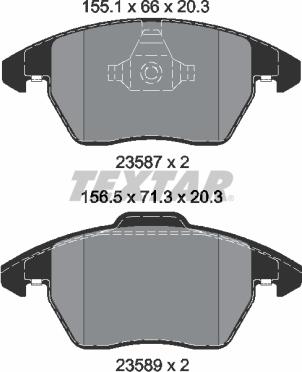 Textar 2358782 - Комплект спирачно феродо, дискови спирачки vvparts.bg