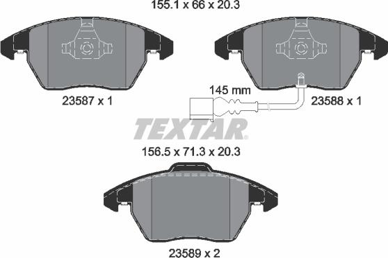 Textar 2358701 - Комплект спирачно феродо, дискови спирачки vvparts.bg