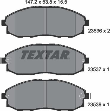 Textar 2353601 - Комплект спирачно феродо, дискови спирачки vvparts.bg