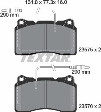 Textar 2357501 - Комплект спирачно феродо, дискови спирачки vvparts.bg