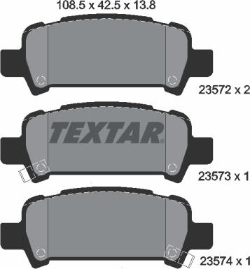 Textar 2357202 - Комплект спирачно феродо, дискови спирачки vvparts.bg