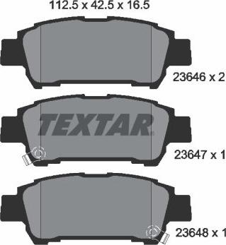 Textar 2364601 - Комплект спирачно феродо, дискови спирачки vvparts.bg