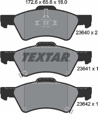 Textar 2364001 - Комплект спирачно феродо, дискови спирачки vvparts.bg