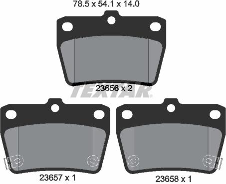 Textar 2365601 - Комплект спирачно феродо, дискови спирачки vvparts.bg