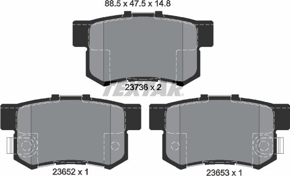 Textar 2365201 - Комплект спирачно феродо, дискови спирачки vvparts.bg
