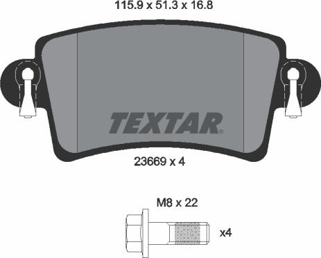 Textar 2366901 - Комплект спирачно феродо, дискови спирачки vvparts.bg
